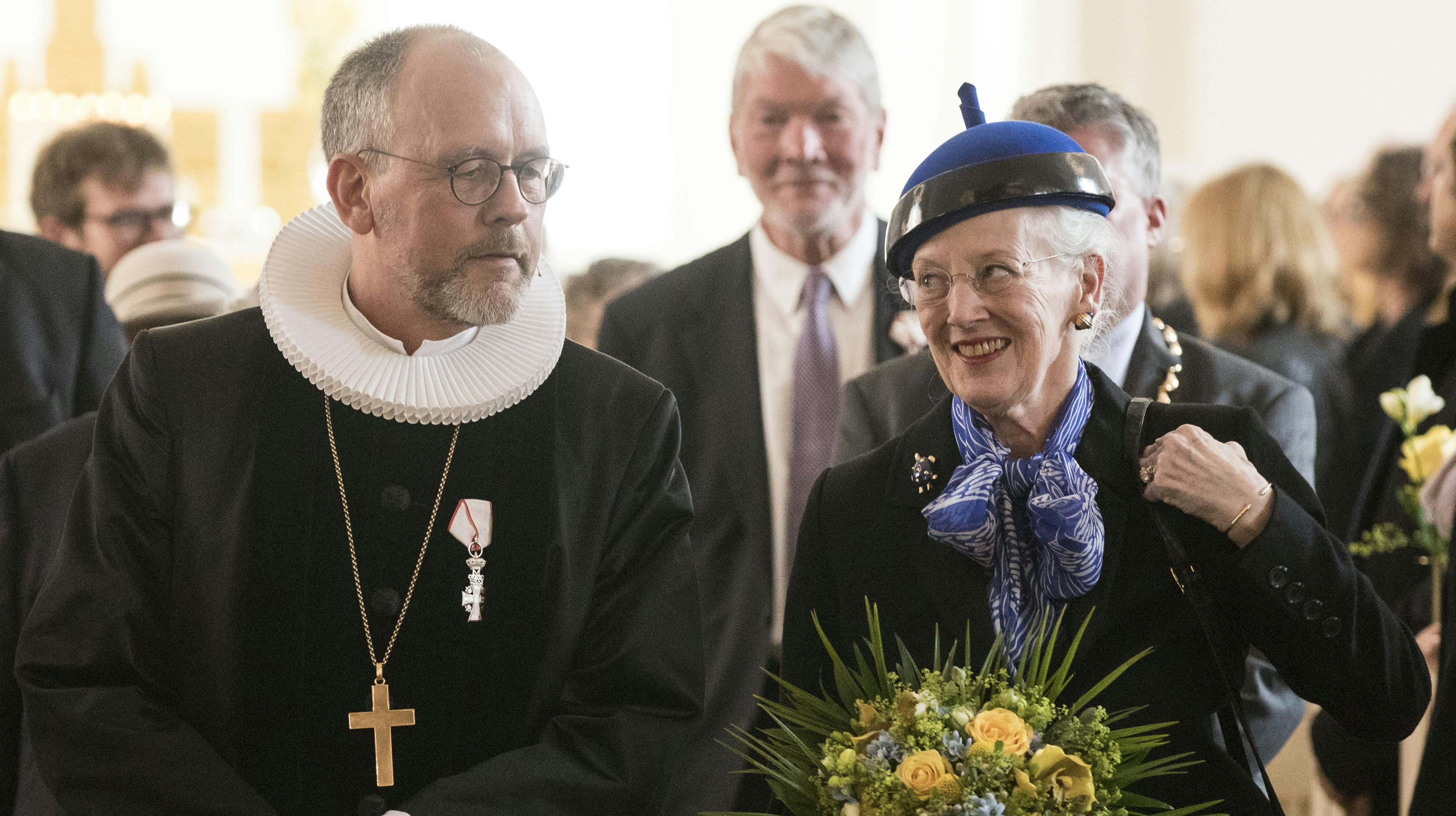 Dronning Margrethe og biskop Henrik With-Poulsen.