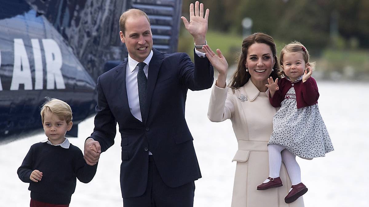 Prins George, prins William, hertuginde Catherine og prinsesse Charlotte i Canada.