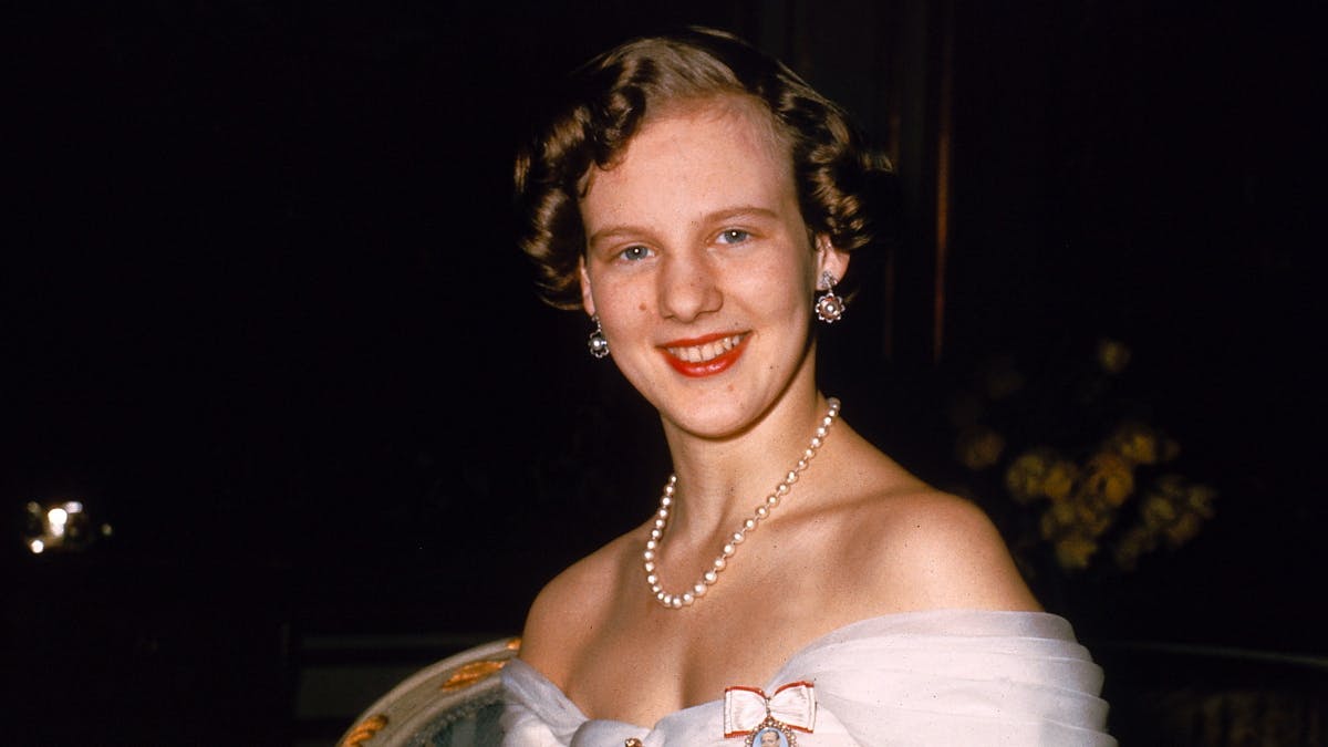 Daværende prinsesse, nu dronning, Margrethe i 1958. Billedet er taget i forbindelse med hendes 18-års fødselsdag.