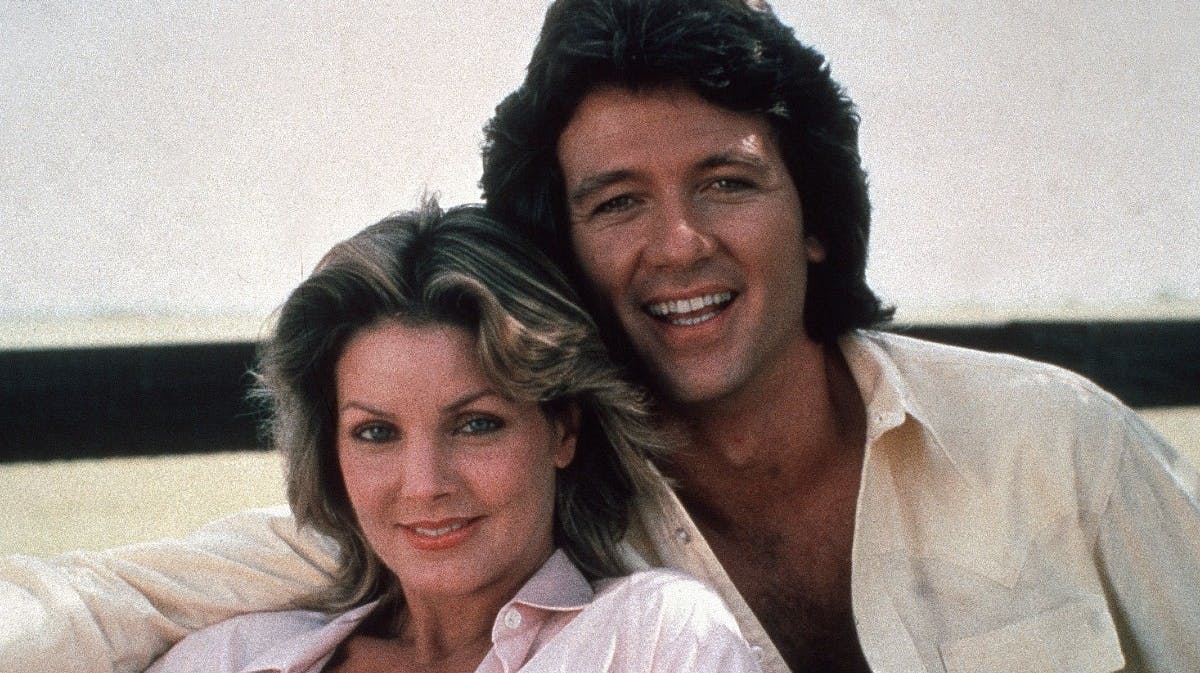 Priscilla Presley og Patrick Duffy som Jenna Wade og Bobby Ewing i "Dallas".