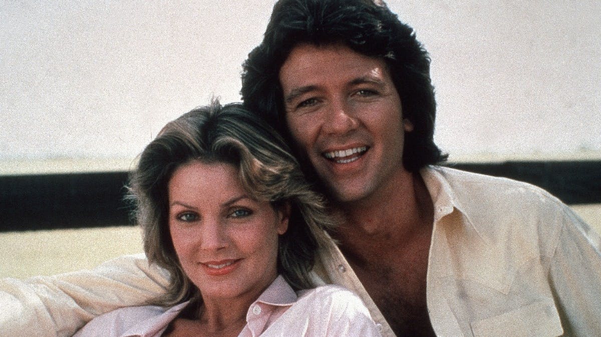 Priscilla Presley og Patrick Duffy som Jenna Wade og Bobby Ewing i "Dallas".