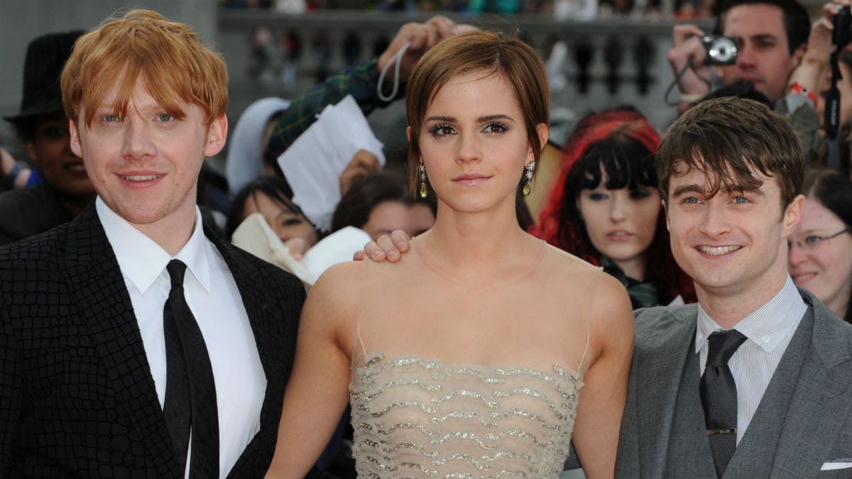 "Harry Potter"-stjernerne Rupert Grint, Emma Watson og Daniel Radcliffe. 
