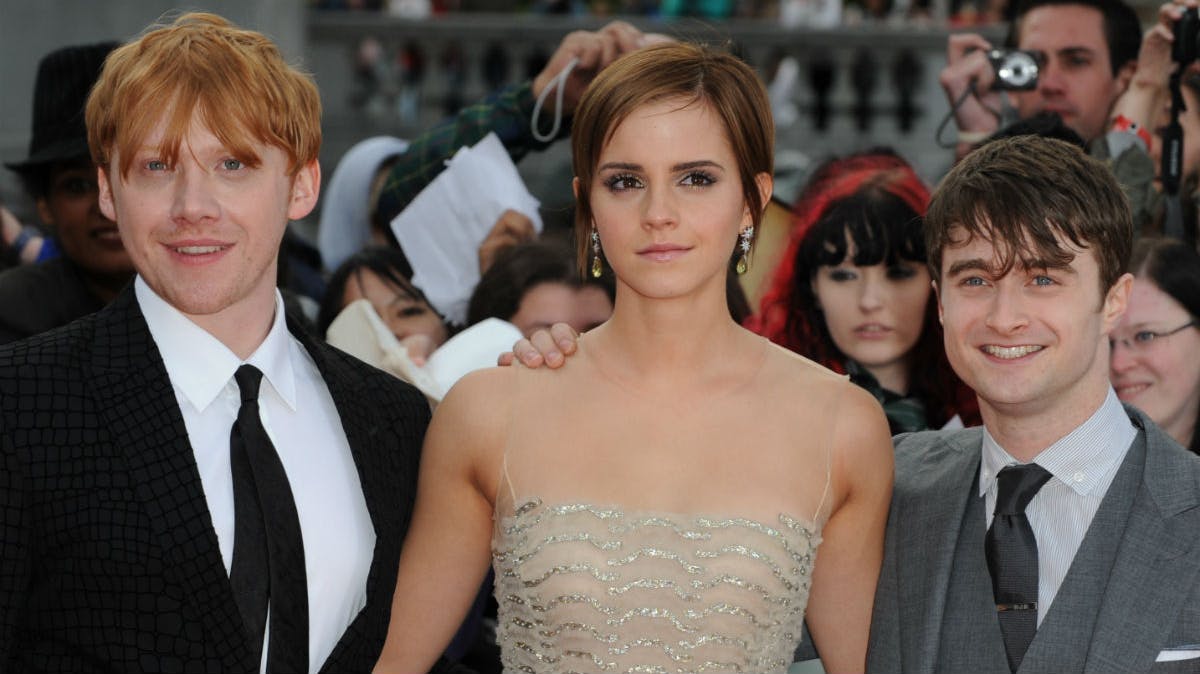 "Harry Potter"-stjernerne Rupert Grint, Emma Watson og Daniel Radcliffe. 