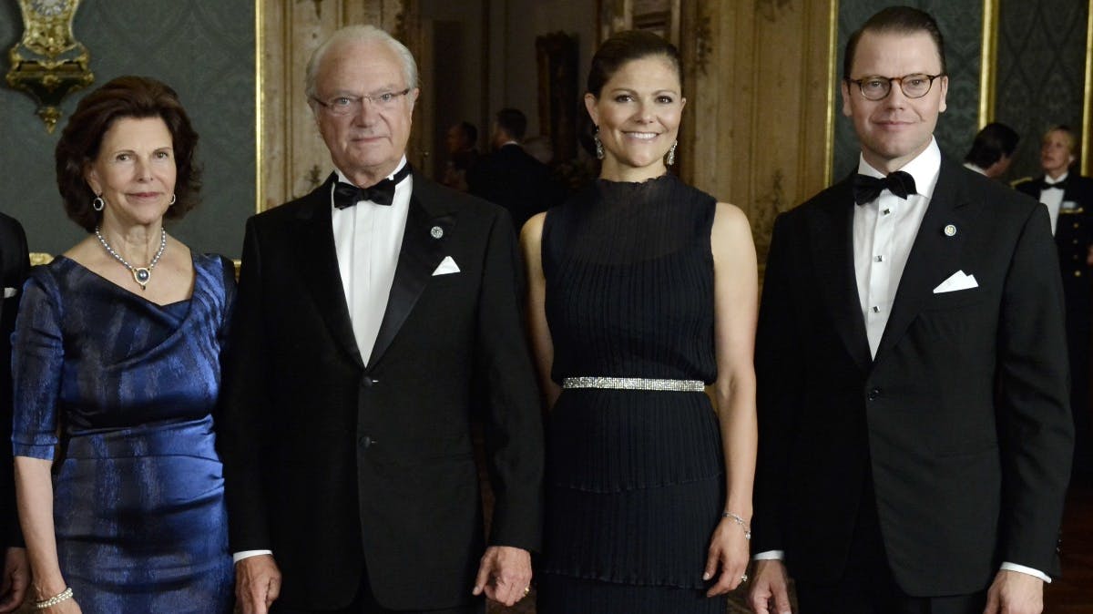 Dronning Silvia, kong Carl Gustaf, kronprinsesse Victoria og prins Daniel