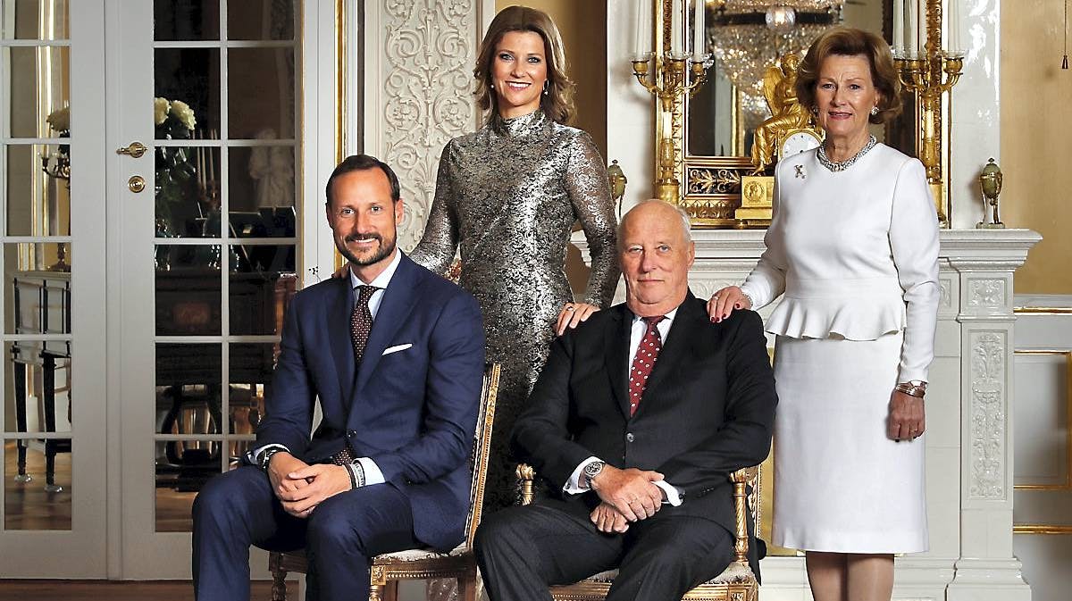 Kronprins Haakon, prinsesse Märtha Louise, kong Harald og dronning Sonja.