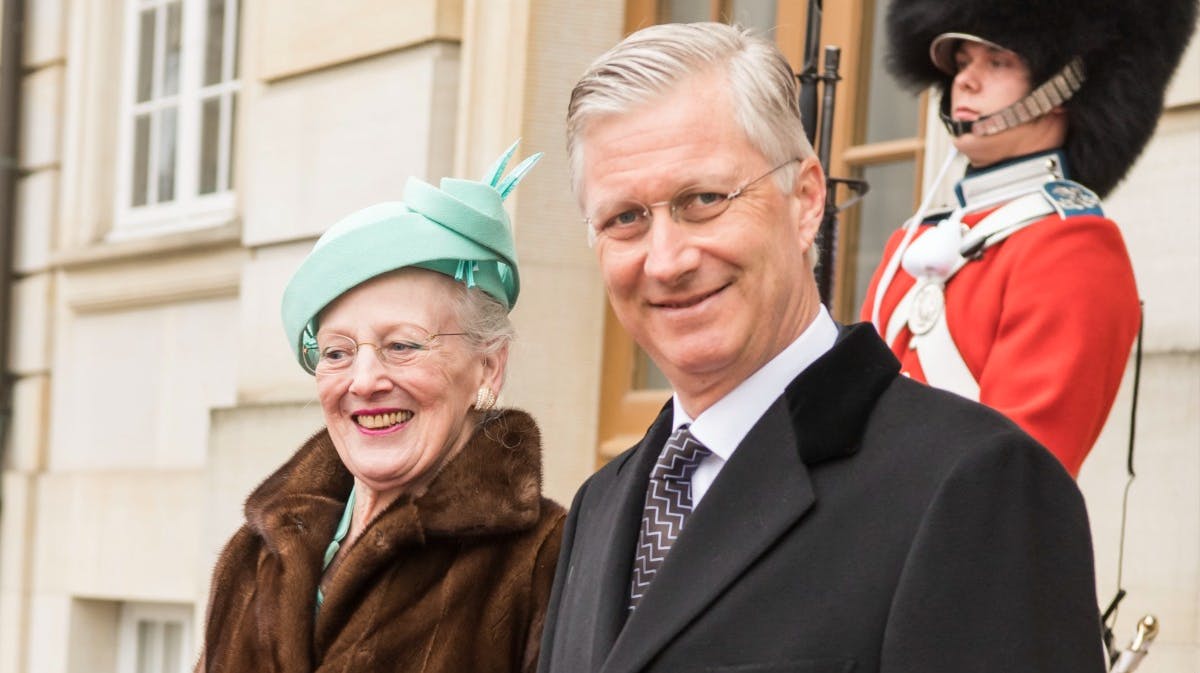 Dronning Margrethe og kong Philippe under statsbesøget i 2017.