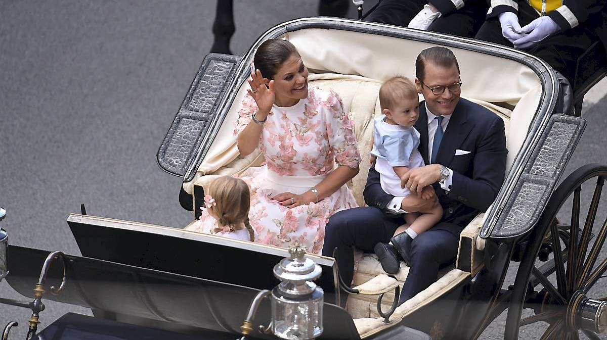 Kronprinsesse Victoria, prins Daniel, prinsesse Estelle og prins Oscar. 