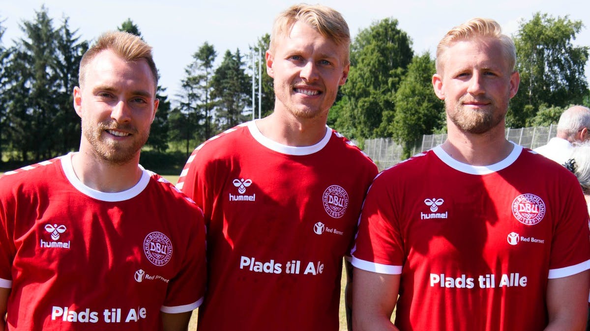Christian Eriksen, Simon KJær og Kasper Schmeichel
