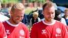 Kasper Schmeichel og Christian Eriksen