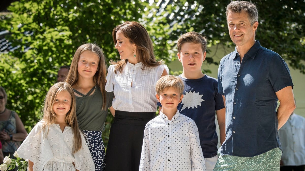 Kronprinsfamilien i Gråsten i 2018.