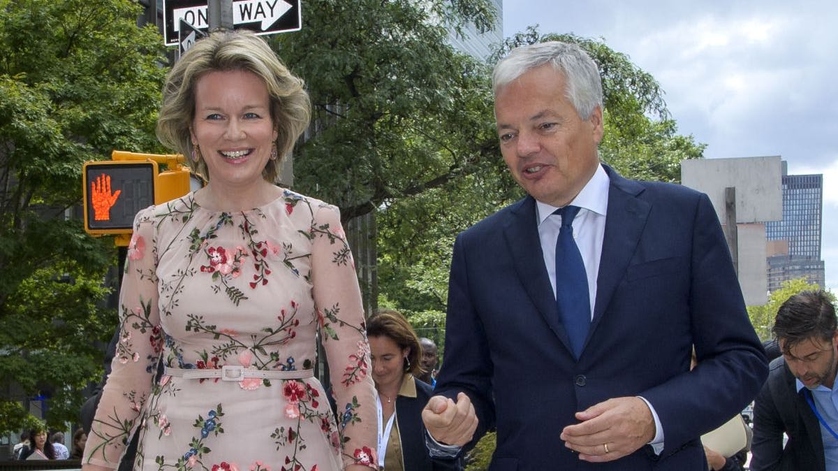 Dronning Mathilde og den belgiske udenrigsminister Didier Reynders.