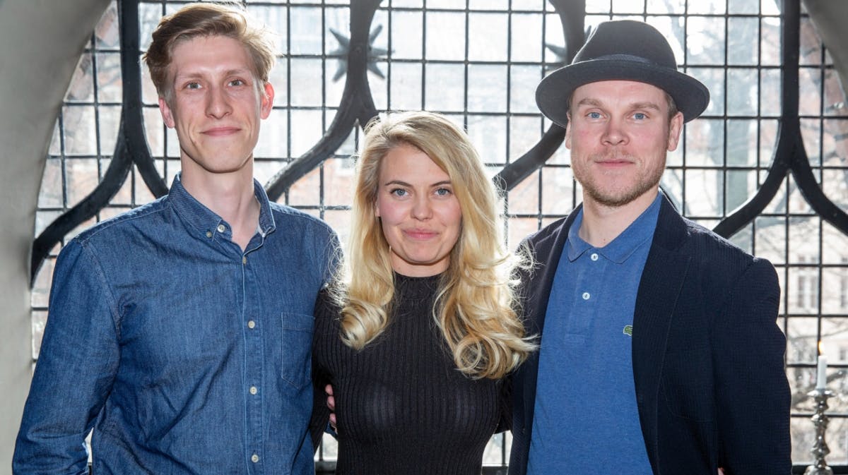 Mikkel Hilgart, Anna Stokholm og Thue Ersted Rasmussen, der spiller hhv. Peter Rømer, Lis Sommer og Christian Friis i "Sygeplejeskolen".