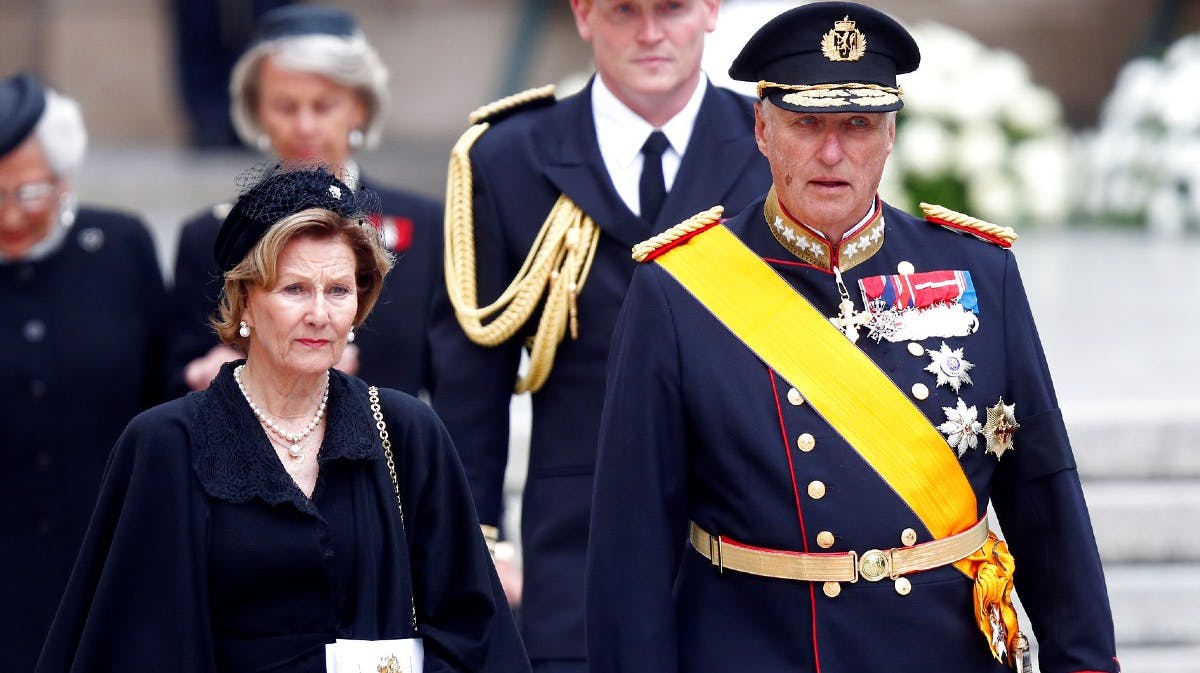 Kongeparret ved storhertug Jean af Luxembourgs begravelse i 2019.