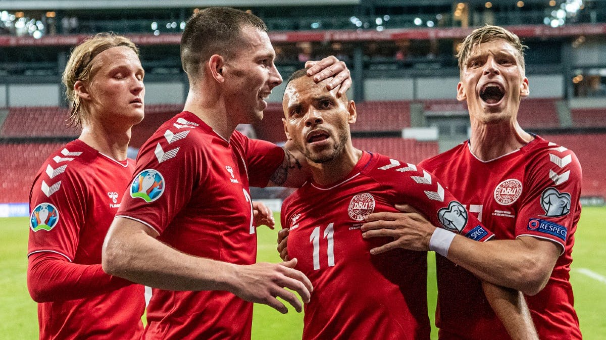 Kasper Dolberg, Pierre-Emile Højbjerg, Martin Braithwaite og Jens Stryger Larsen. 