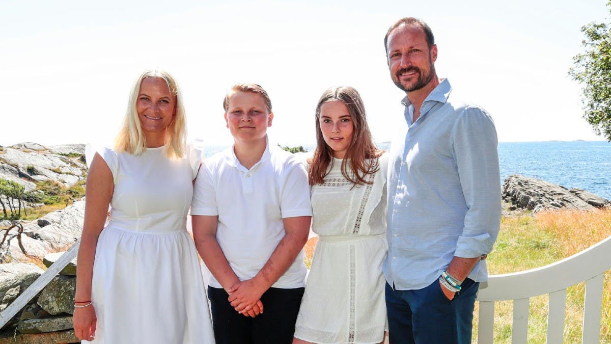 Kronprinsesse Mette-Marit, prins Sverre Magnus, prinsesse Ingrid Alexandra og kronprins Haakon.&nbsp;