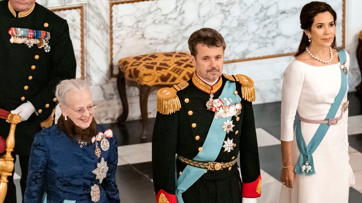 Dronning Margrethe, kronprins Frederik og kronprinsesse Mary