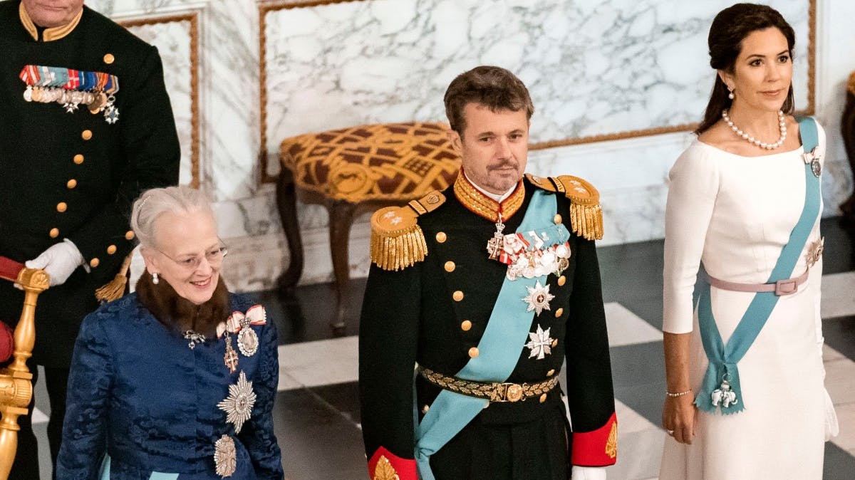 Dronning Margrethe, kronprins Frederik og kronprinsesse Mary