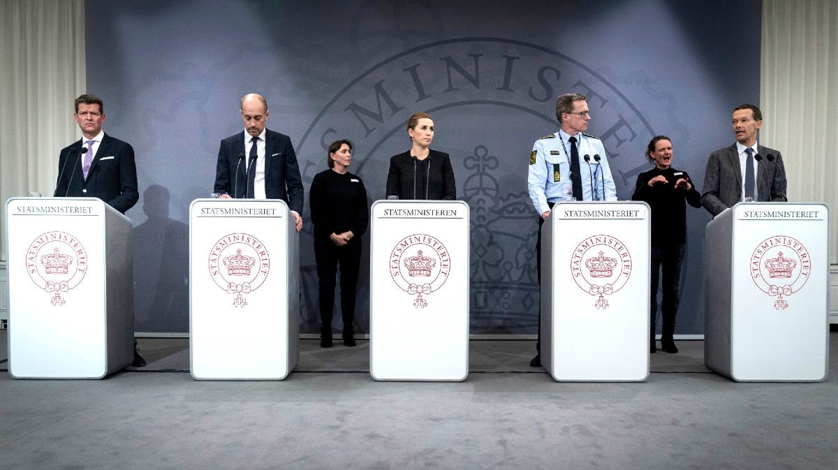 Søren Brostrøm, Magnus Heunicke, Mette Frederiksen, Thorkild Fogde og Erik Brøgger Rasmussen