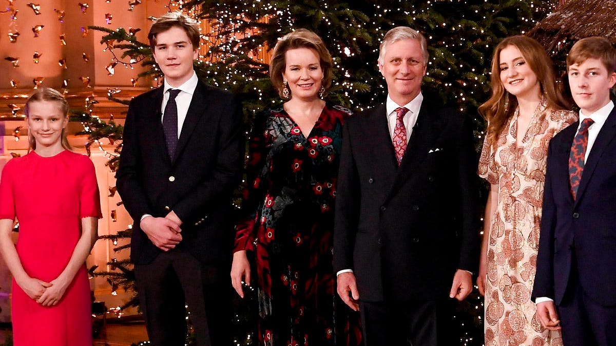 Dronning Mathilde og kong Philippe og børnene