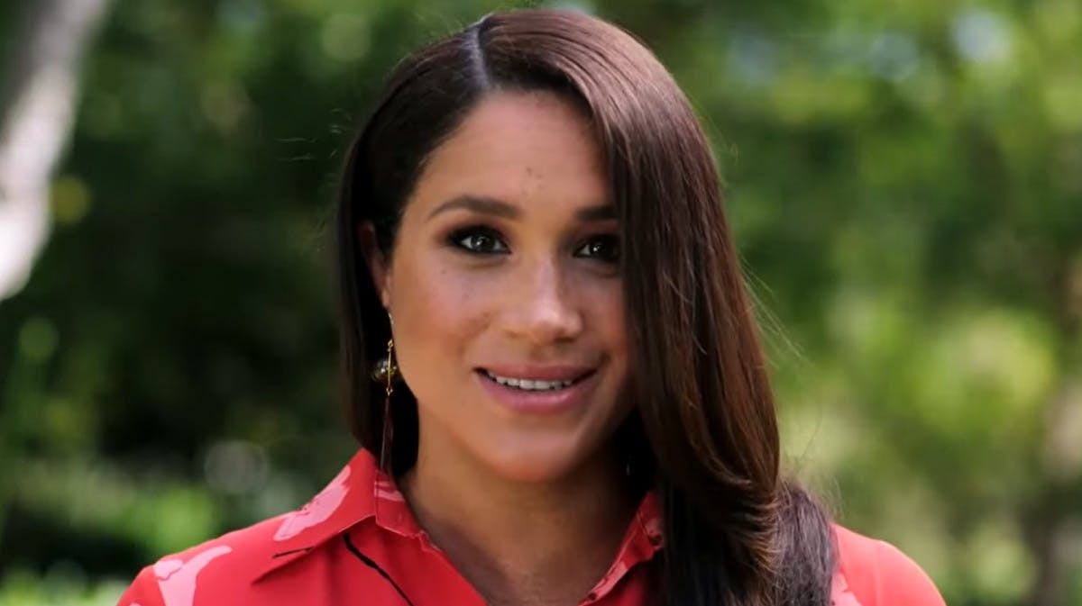 Hertuginde Meghan under sin videohilsen. 