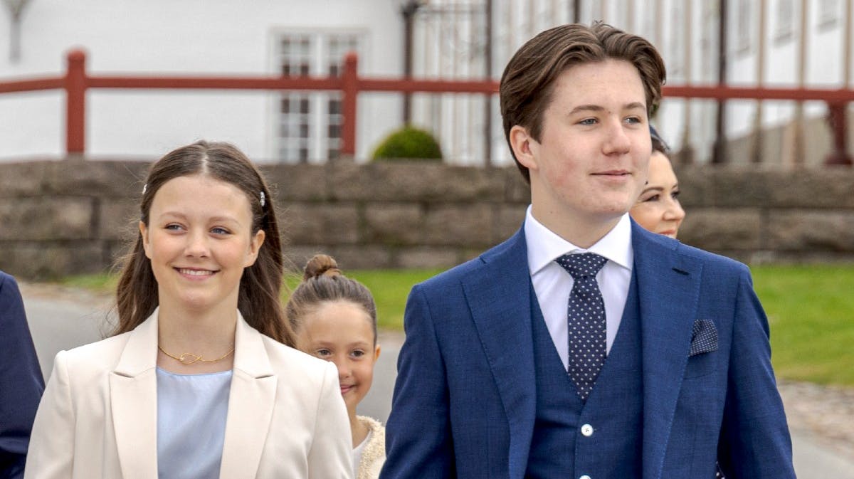 Prinsesse Isabella og prins Christian til hans konfirmation i maj.
