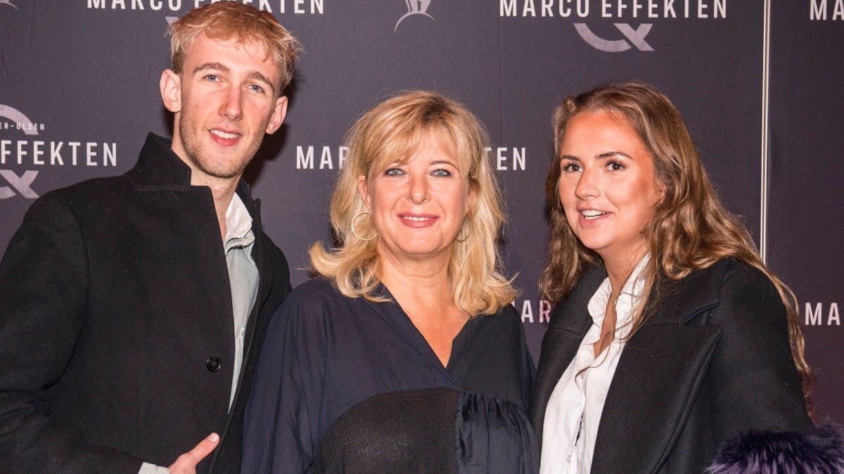Paprika Steen med sønnen Otto og hans kæreste Filippa.