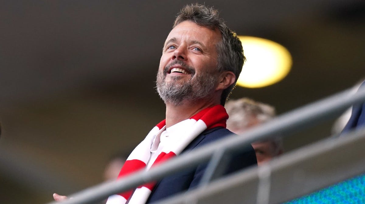 Kronprins Frederik på Wembley onsdag aften. 