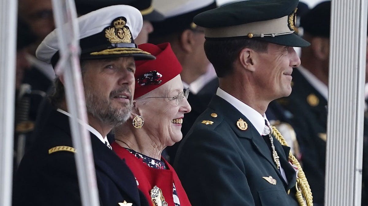 Kronprins Frederik, dronning Margrethe og prins Joachim