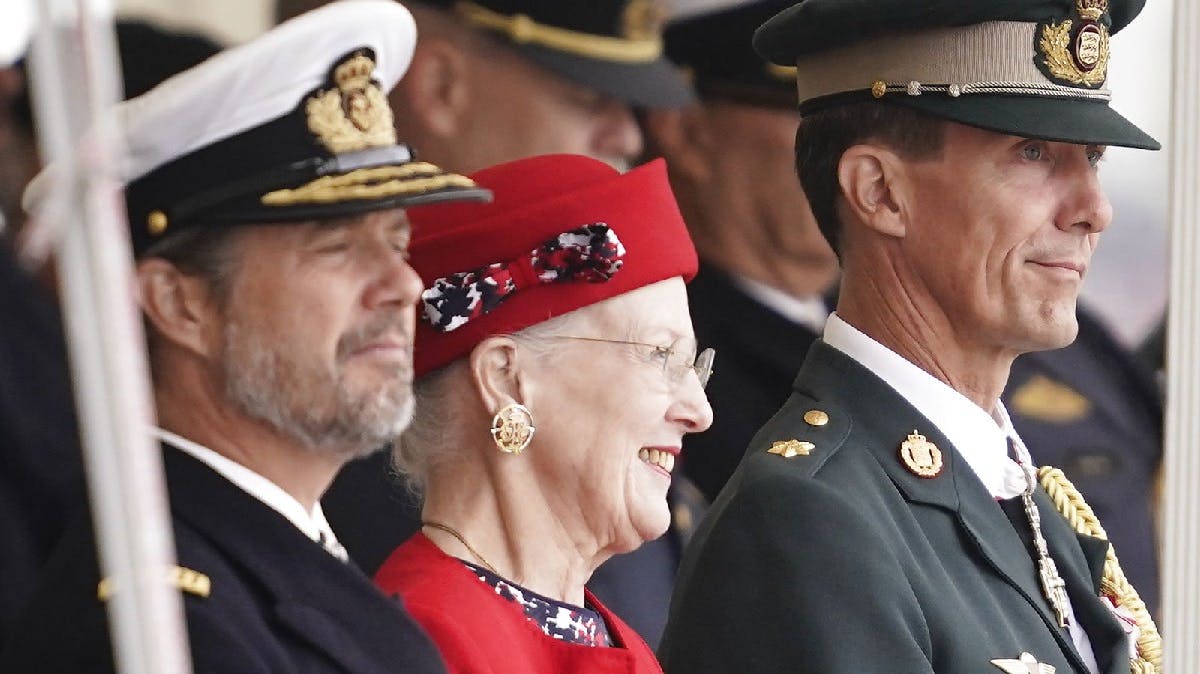 Kronprins Frederik, dronning Margrethe og prins Joachim