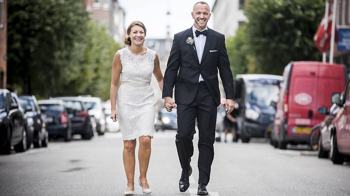 Pernille og Allan på deres bryllupsdag.