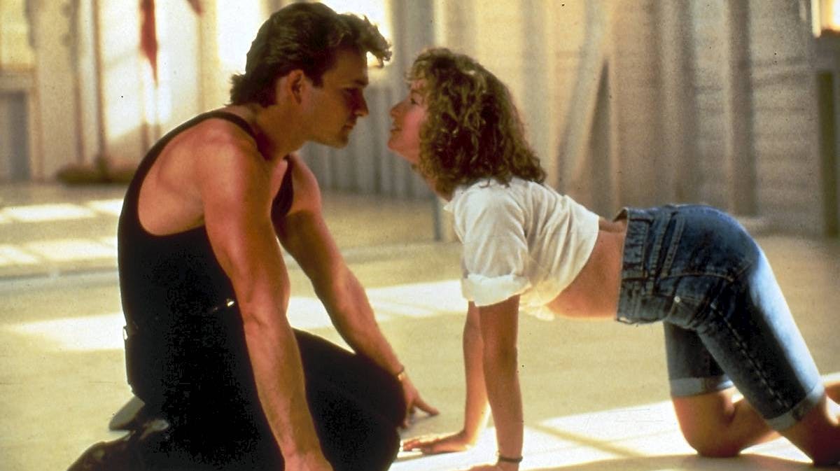 Patrick Swayze og Jennifer Grey under optagelserne til "Dirty Dancing".