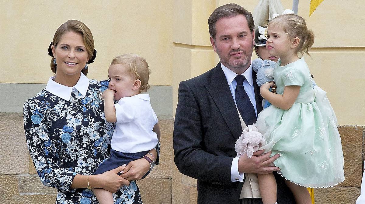Prinsesse Madeleine og Chris O&#39;Neill med børnene prinsesse Leonore og prins Nicolas, 2016.