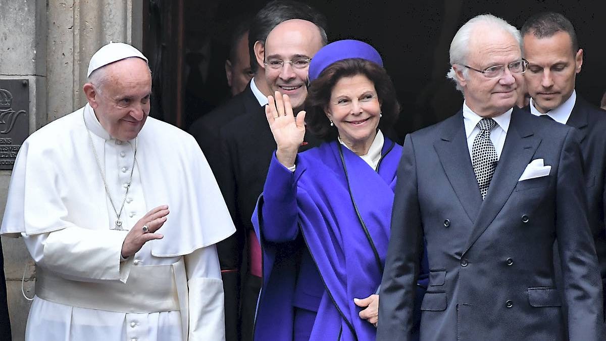 Pave Frans, dronning Silvia og kong Carl Gustaf
