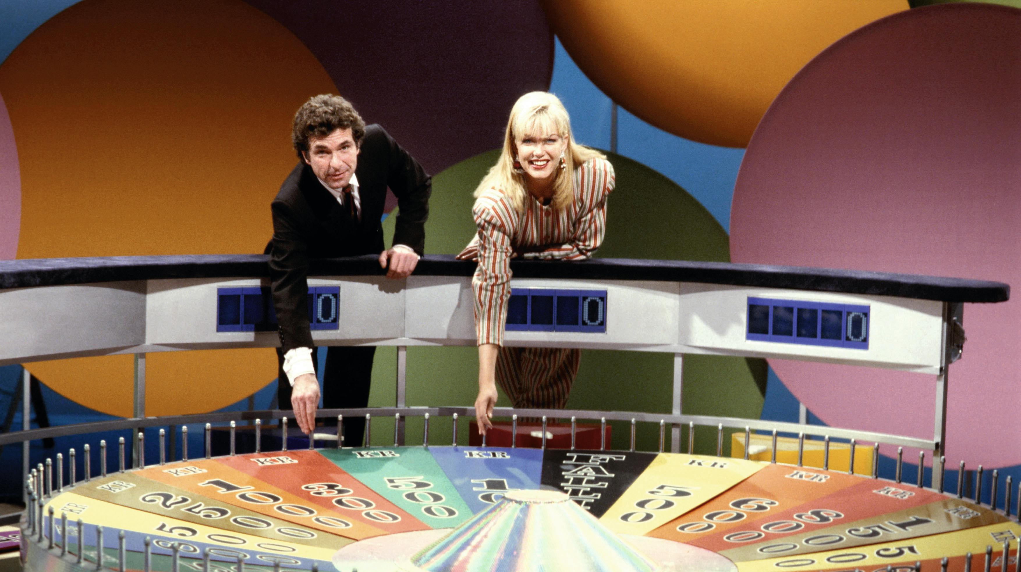 "Lykkehjulet" på TV 2 med Michael Meyerheim og Carina Jensen i 1988.