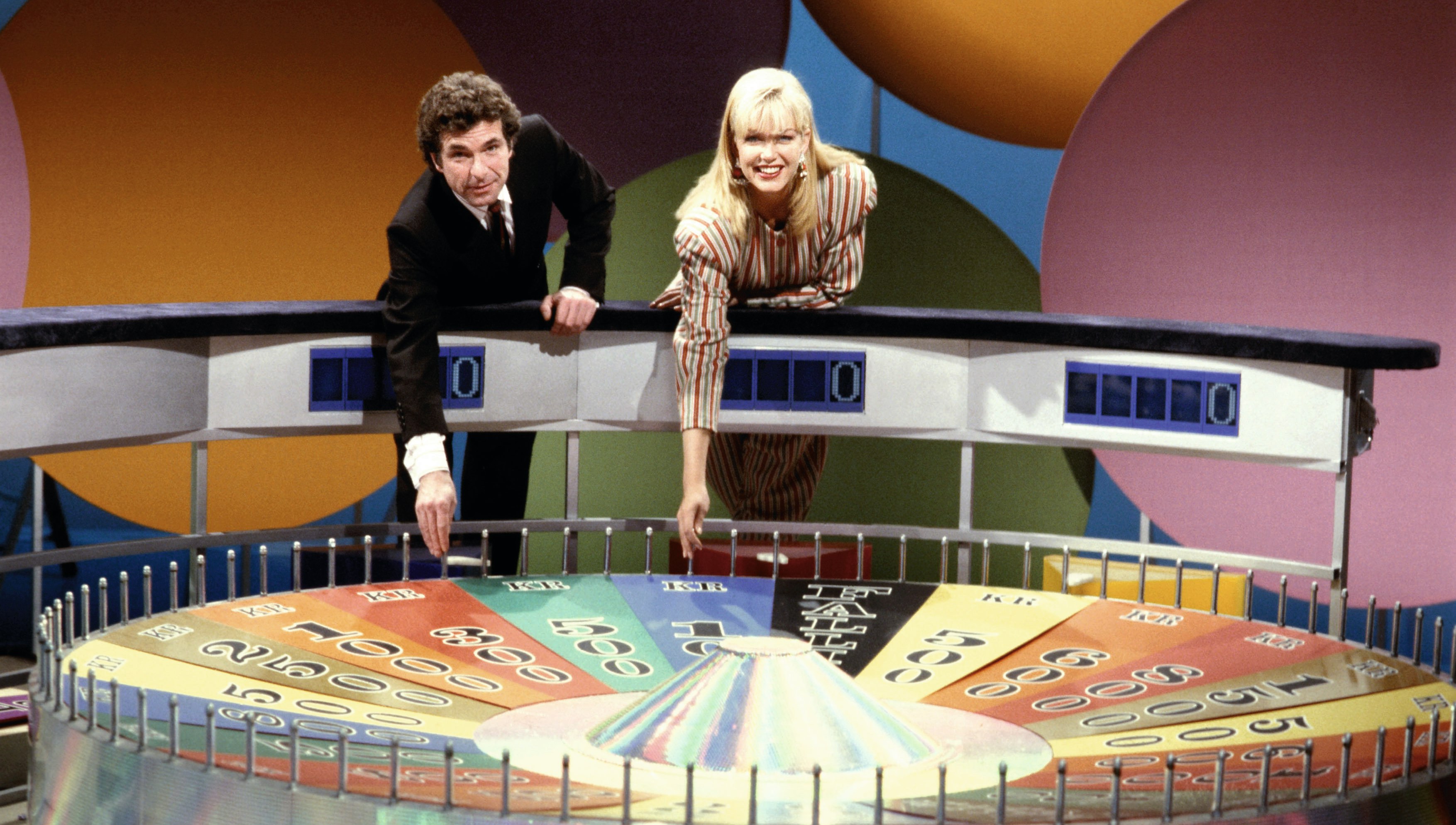 "Lykkehjulet" på TV 2 med Michael Meyerheim og Carina Jensen i 1988.