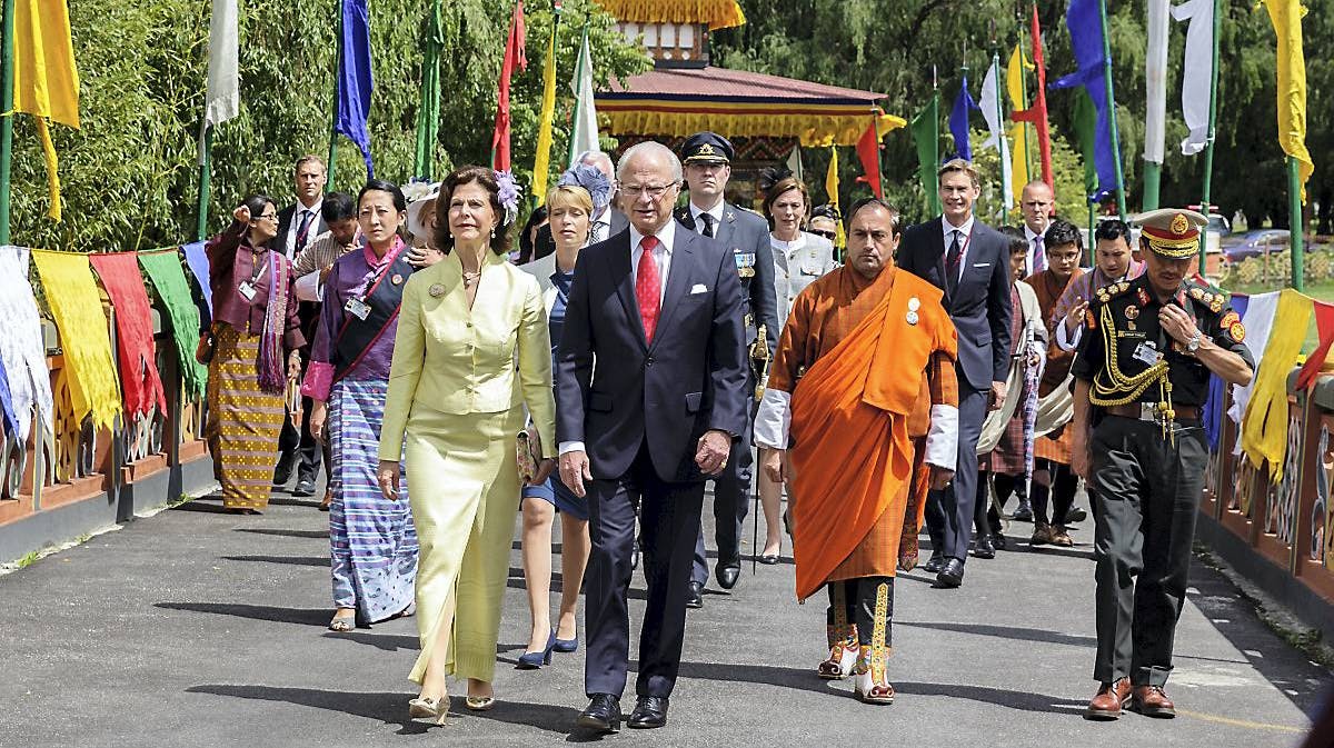 Dronning Silvia og kong Carl Gustaf i Bhutan.