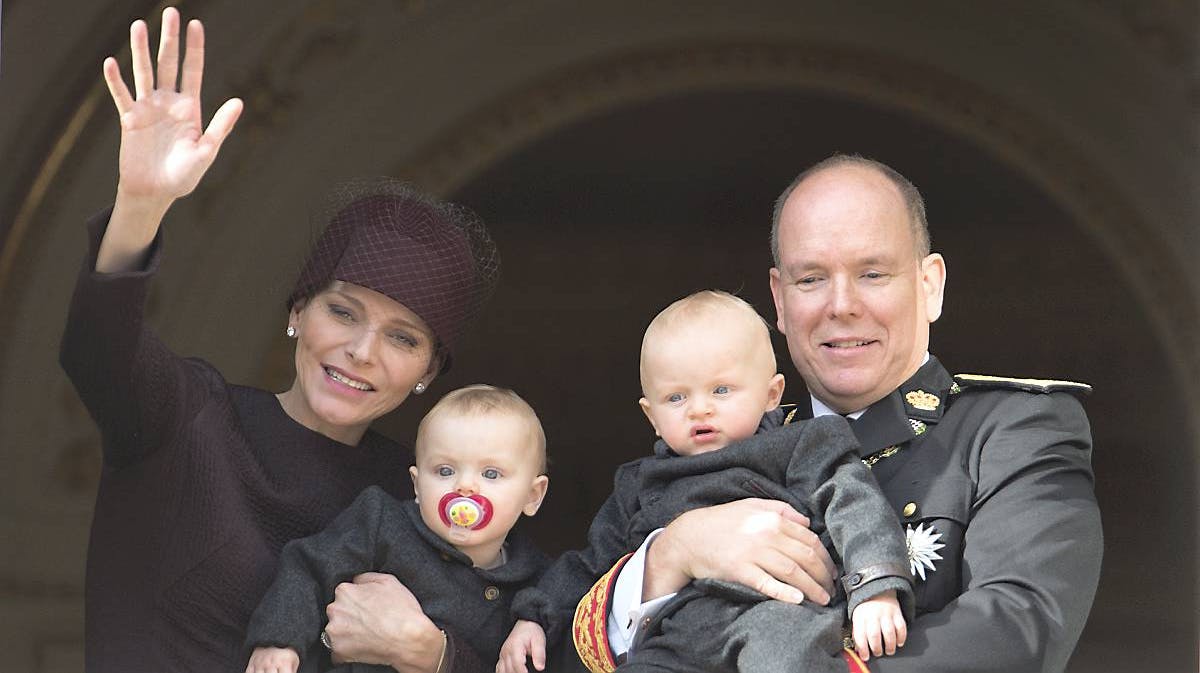 Prinsesse Charlene, prinsesse Gabriella, prins Albert og prins Jacques.