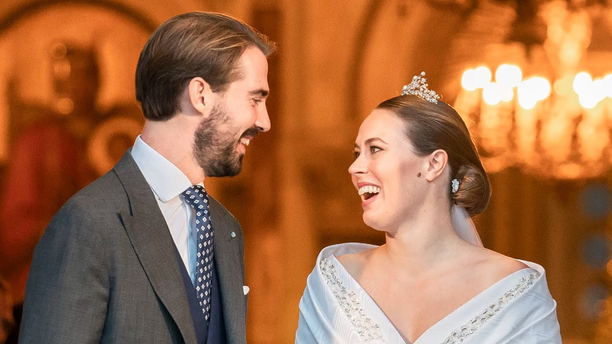 Prins Philippos og prinsesse Nina ved deres bryllup i oktober.&nbsp;