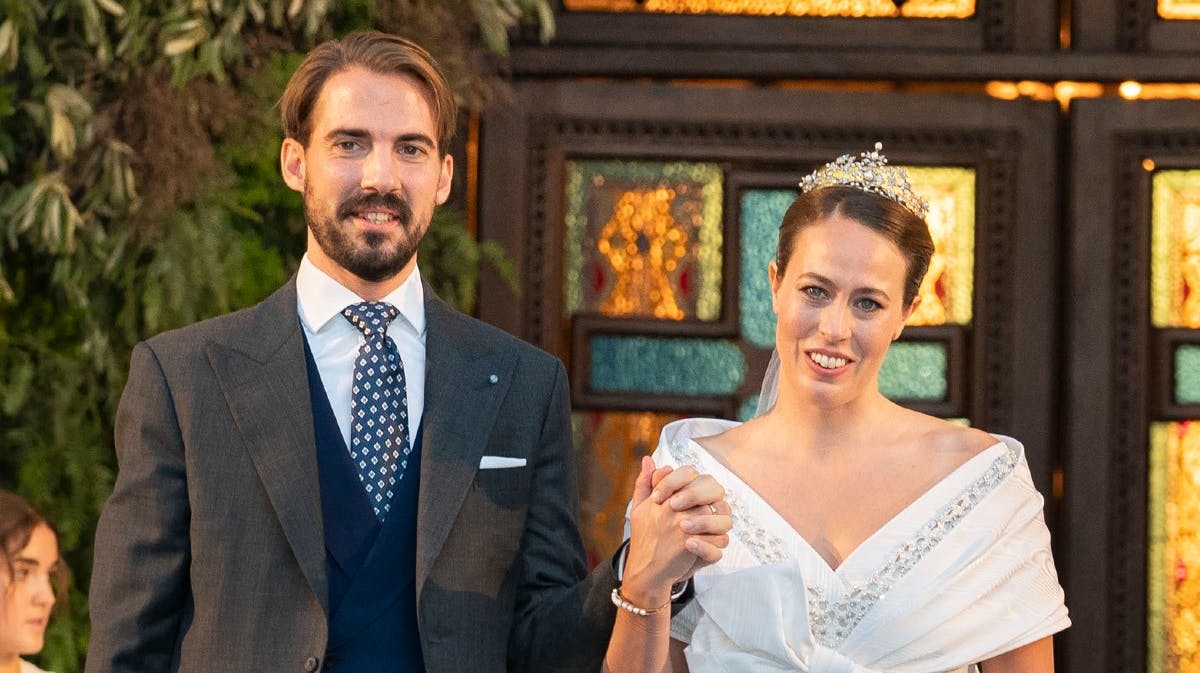 Prins Philippos og prinsesse Nina ved deres bryllup i oktober.&nbsp;