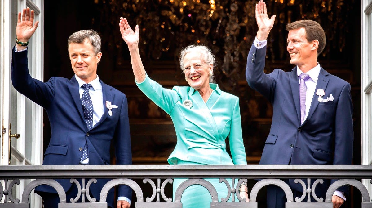 Kronprins Frederik, dronning Margrethe og prins Joachim