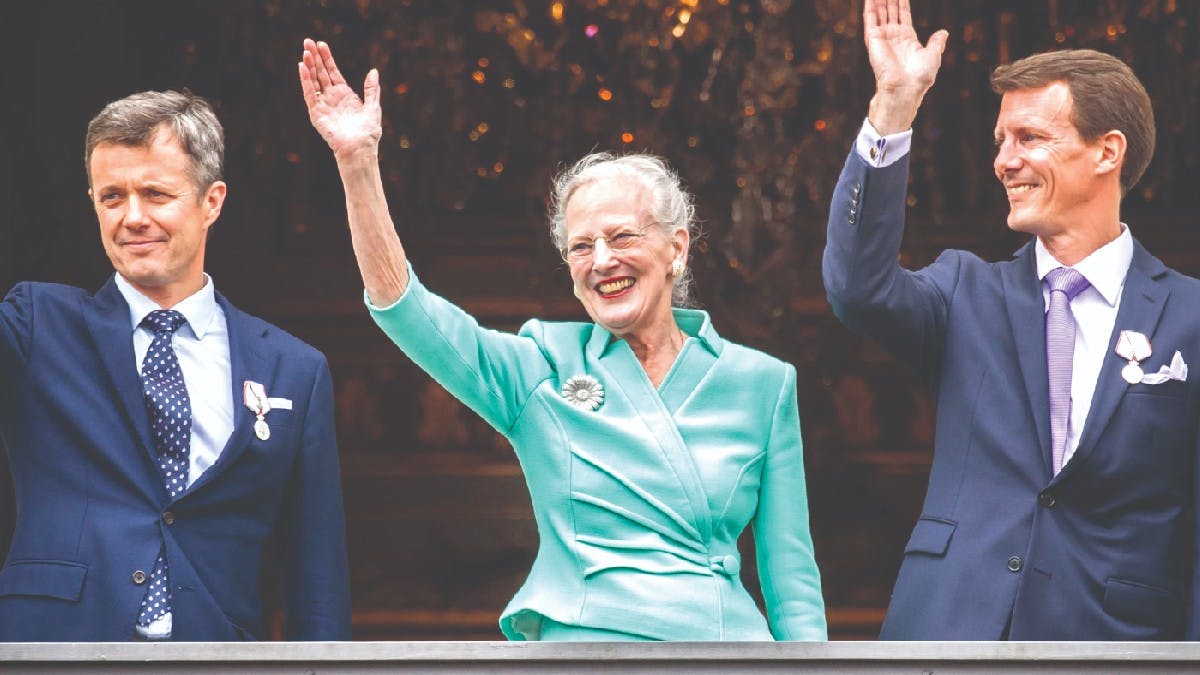 Kronprins Frederik, dronning Margrethe og prins Joachim