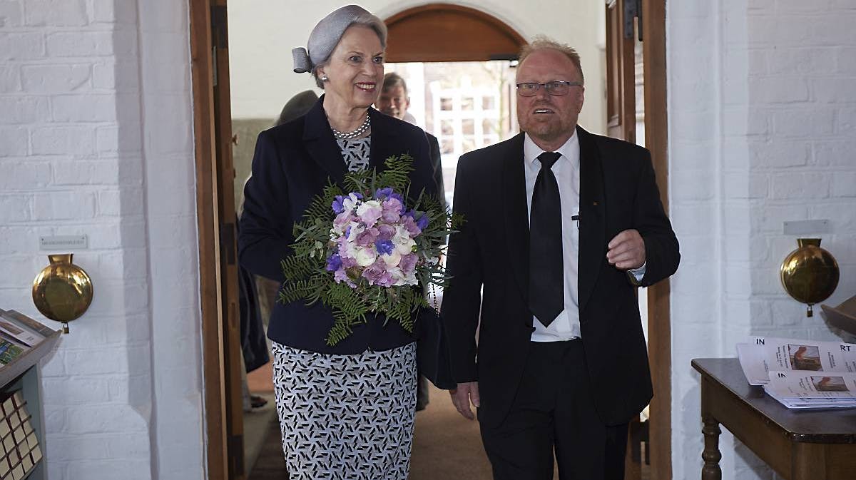 Prinsesse Benedikte og Christian Kampmann Larsen, organist og formand for orgelkomiteen i Sct. Peders Kirke i Næstved.