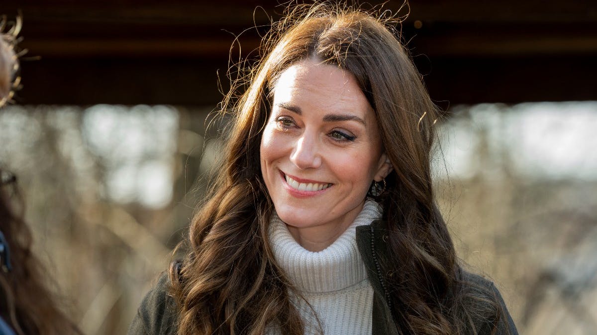 Hertuginde Catherine under besøget i den danske skovbørnehave. 