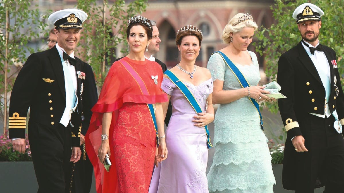 Kronprins Frederik, kronprinsesse Mary, prinsesse Märtha Louise, kronprinsesse Mette-Marit og kronprins Haakon