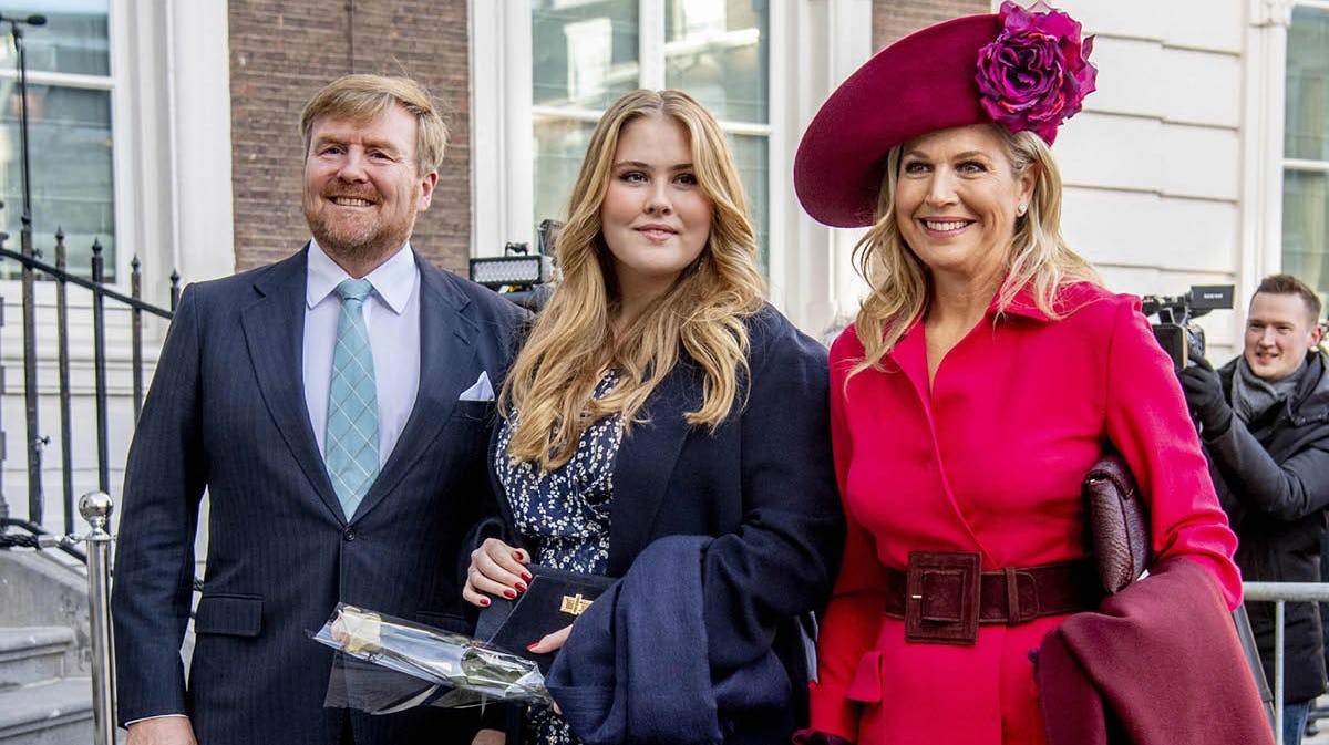 Kong Willem-Alexander, prinsesse Amalia, dronning Maxima.&nbsp;