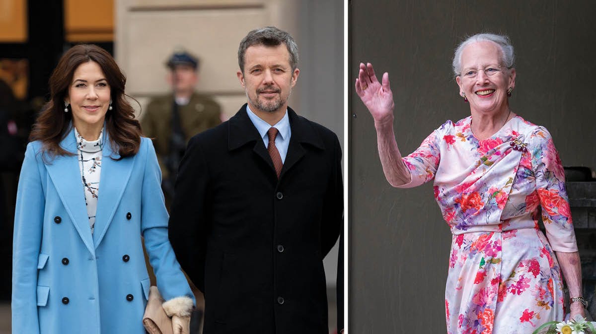 Kronprinsparret og dronning Margrethe, fotomontage. 