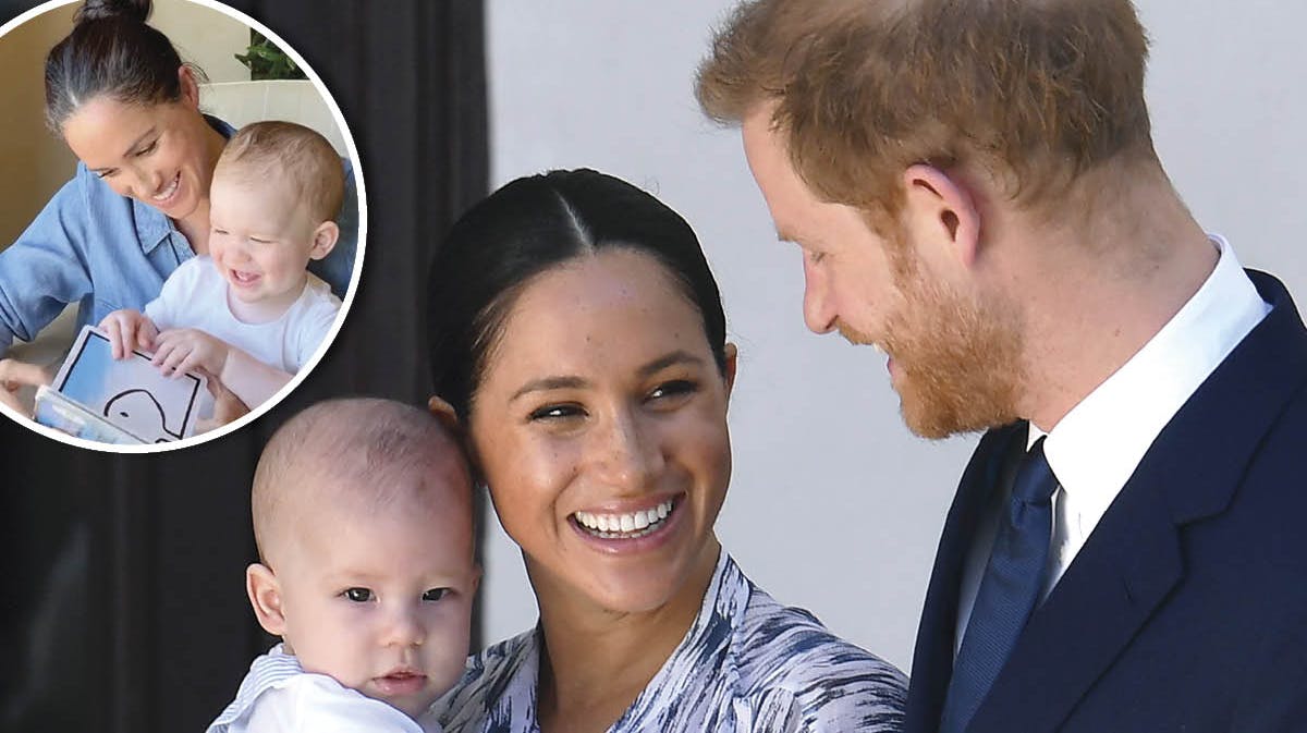 Hertuginde Meghan og prins Harry med Archie Harrison.