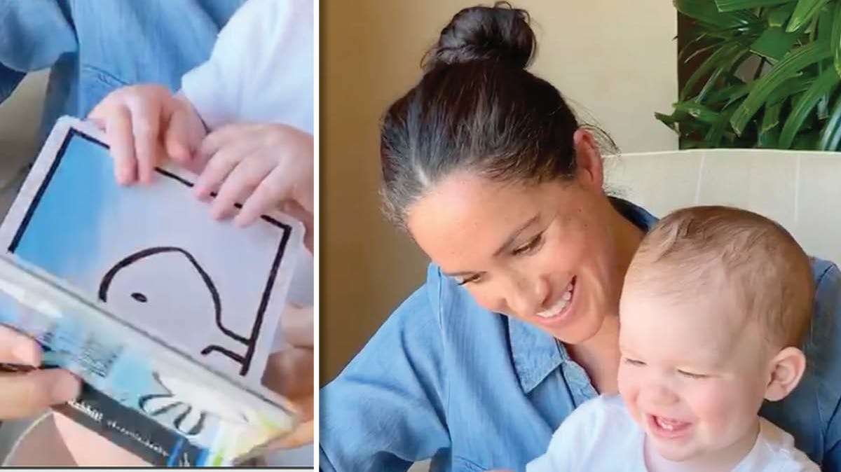 Meghan og Archie læser "Duck! Rabbit!".