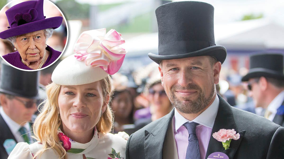 Autumn Phillips og Peter Phillips. Indsat: Dronning Elizabeth.