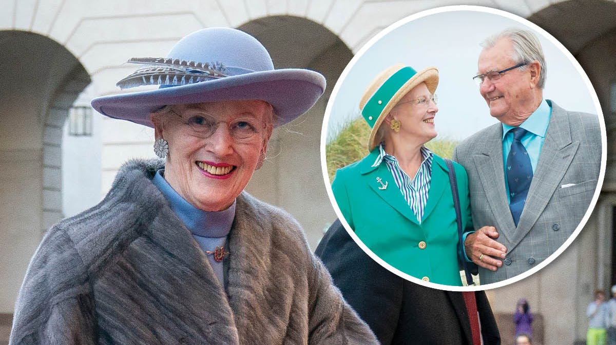 Dronning Margrethe. Indsat: Dronning Margrethe og prins Henrik.&nbsp;